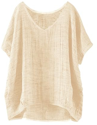 Nuaoxyeu Sommerblusen Musselin Bluse Damen Kurzarm Sommerbluse Oversized Elegant V-Ausschnitt Tshirts GroßE GrößEn Leichte Hawaii Hemd LäSsige Basic Baggy Meine Bestellungen