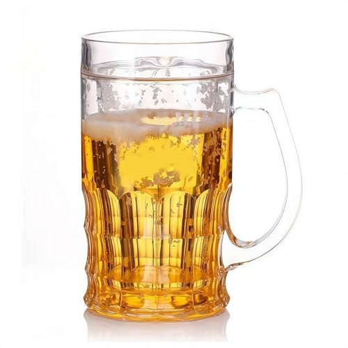 LQQDREX Gefälschter Bierkrug, 400 ml, doppellagig, realistischer Bierbecher mit Griffen, lustiger Bierkrug, Kunststoffbecher, gefälschte Bierkrüge für Bargetränke, Streichbecher oder Heimdekoration
