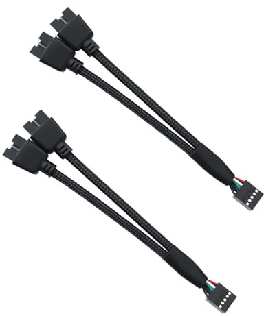 2 pezzi USB 2.0 9 pin splitter scheda madre, USB 2.0 9 pin femmina a doppio cavo di prolunga, scheda madre splitter USB 1 a 2, splitter USB mainboard USB, cavo schermatura, per PC Mainboard Pinheader