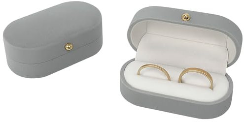 LEMLIN Ringbox Hochzeit 2-Ringe - Leichte & Glatte Graue Ringschatulle, Handgemachte Ringbox für Vorschlag, Hochzeit & tägliche Lagerung, ideal für Eheringe
