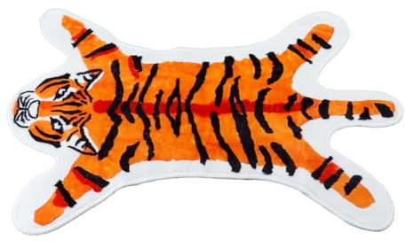 Orivin Lustige Tiger-Badematte, Wohnzimmer-Dekoration, rutschfest, saugfähig, Tierform, schmutzabweisend und pflegeleicht