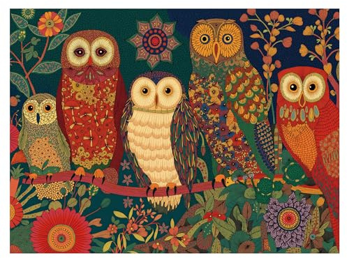 Graphinee 1000 Pieces Jigsaw Puzzles for Adults, Owl Puzzles, Unique Shape Puzzles for Family Friends Challenging Games