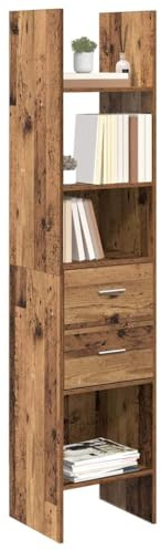 vidaXL Book Cabinet Old wood 40 x 35 x 180 cm Engineered wood, Stylish Living Room Organizer, Compact Bookshelf, Modern Book Cabinet, Durable Storage Shelving, Functional Home Display