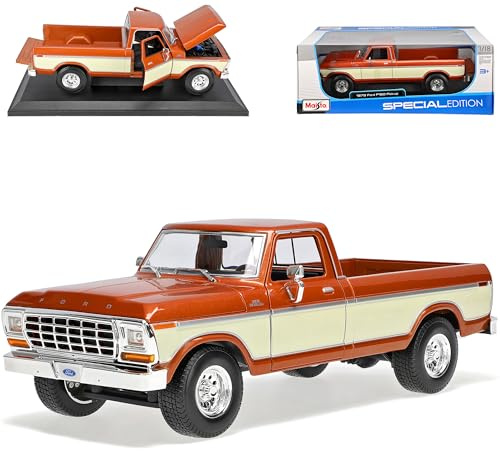 F*o*r*d F*150 Pick-Up Braun mit Beige 6. Generation 1973-1980 1/18 Modell Auto mit individiuellem Wunschkennzeichen