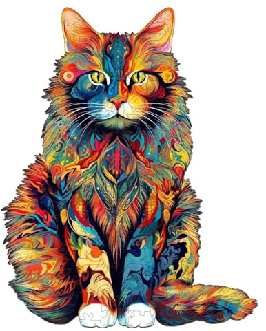 Katzenpuzzle: aus Holz, 500 Teile, Tiere, einzigartige Katzenform, Gehirn-Teaser-Spiel | Familienaktivität für Erwachsene Kinder