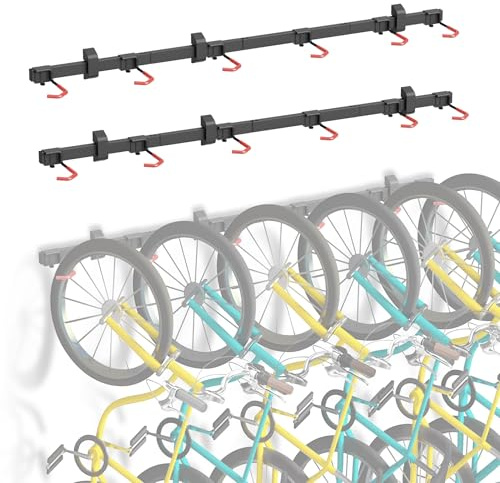 Mimoke Bicycle Wall Mount Vertical Suitable for All Bikes Adjustable Hooks Organiser Solution for Home and Garage (for 12 Bikes)