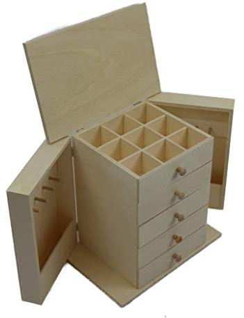 Schmuckschrank aus Rohholz, zum Bemalen, Maße: 30 x 20 x 34 cm.