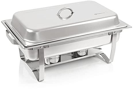 Mahlzeit Chafing Dish | Edelstahl Warmhaltebehälter Essen | Speisenwärmer, Speisebehälter, Buffet Wärmer, Wärmebehälter | Rechaud für Catering, Buffet und Party (Nizza (2x 1/2 GN-Behälter))