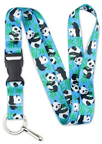Limeloot Themen-Schlüsselband für Schlüssel, Ausweise, und Zubehör, Premium-Schlüsselband mit Schnellverschluss-Schnalle und flachem Ring, Panda, Standard