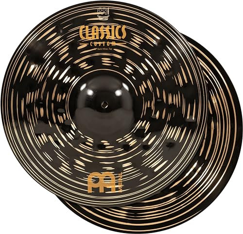 Meinl Classics Custom Dark 16 Zoll Hihat (Video) Schlagzeug Becken – Paar – (40,64cm) B12 Bronze, Dunkles Finish (CC16DAH)