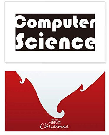 Weihnachtskarte mit englischer Aufschrift „Course and Major Computer Science“, Schwarz