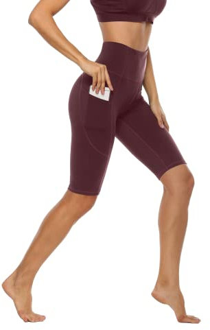 Anwell Laufhose Kompression Damen Tights Push Up Thermo Short Hose kurz elastisch Sommer mit Tasche Kurze Hose Hoher Bund Ror S