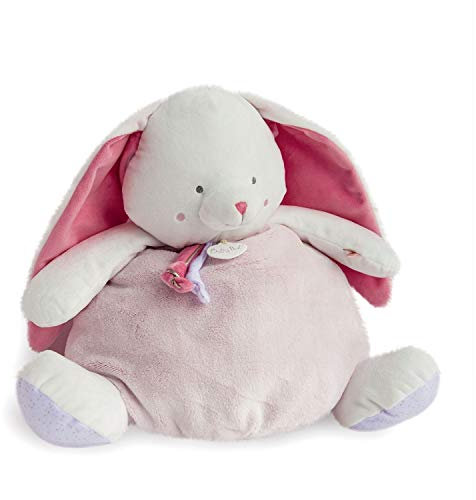 BABY NAT' - Peluche Range-Pyjama Enfant - Peluche Lapin -38 cm - Rose/Blanc - Cadeau Fille - BN0473