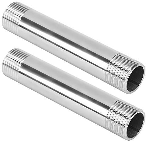 Cikonielf 2 Pcs Raccords De Tuyaux en Acier Inoxydable Diamètre Égal Fileté Tuyau en Fonte Mamelon Connecteur Pipelines Raccords De Plomberie(G3/4 Male Thread)