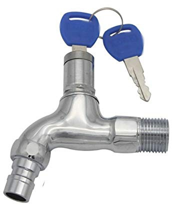 Outside Theft Tap with Lock Key Faucet Tap Stainless Lock Tap Protective Outdoors Garden Against Theft Lock Safe Lockable Protective Has 2 Keys Household Outdoor Saves Water Prevents Unauthorized