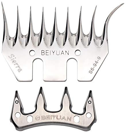 Schafschermaschine Schermesser Edelstahl Ziege Schere, elektrische Wollschere, Schaf Ziegen Tierziegenschere (Bent 9 Zähne)