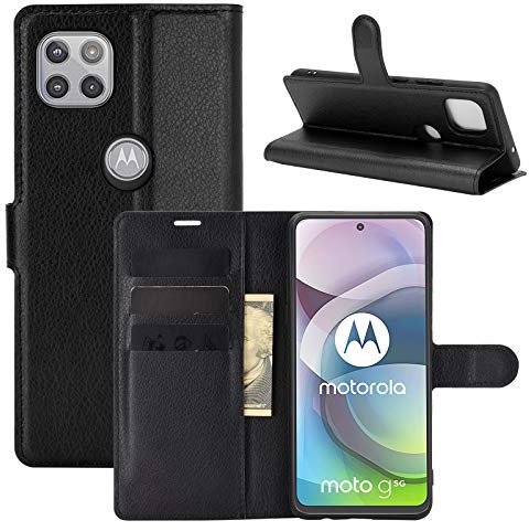 Fertuo Coque pour Motorola Moto G 5G, Antichoc Portefeuille Étui Housse en Cuir à Rabat Flip Cover Case avec Silicone Bumper, Porte Carte, Béquille, Boucle Magnétique pour Motorola Moto G 5G, Noir