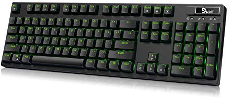fuhlen G902S Mechanical Gaming Keyboard, 104 Keys Wired Keyboard with Green Backlit, Media Control and Full Keys Anti-Ghosting, Linear and Quiet (Cherry MX Red)