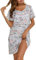 ENJOYNIGHT Chemise de Nuit Femme Manches Courtes Vêtements de Nuit Coton Imprimé Robe de Nuit (Large,Tasse à Café Grise)