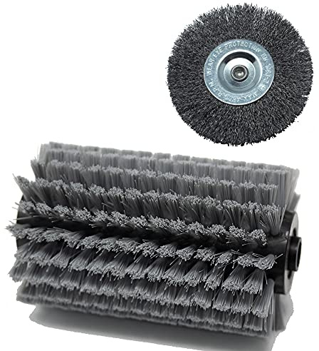 Grizzly Tools Kunststoffbürste mit weichen Borsten Universalbürste Metall Fugenbürste zur Entfernung von Unkraut Moos und Schmutz für Stein Beton Holz (Kunststoffbürste + Fugenbürste Metall)