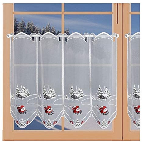 artex deko Scheibenhänger Winter-Wichtel Weihnachts-Scheibengardine Echte Plauener Spitze 30 x 128 cm