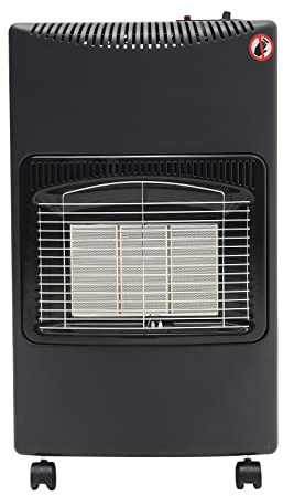 The Fellie Portable Gas Heater, Indoor Outdoor Adjustable 4.2KW Calor Gas Heaters with Wheels, Hose and Regulator, Butane Cabinet Heater for Home Camping, 44x30x73cm, Black