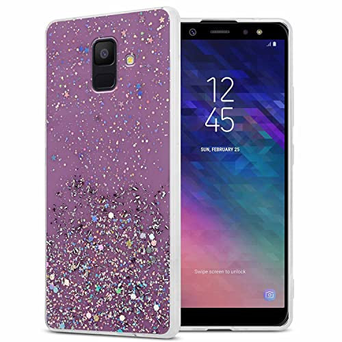 Cadorabo Hülle kompatibel mit Samsung Galaxy A6 2018 Rundumschutz TPU Silikon Case Mädchen Glitzer Strass Design Slim Kratzfest Weiche Gummi Bling Schutzhülle für Samsung Galaxy A6 2018 in Lila