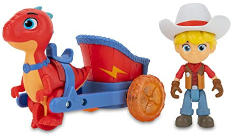 Giochi Preziosi Dino Ranch Jon & Blitz, Fahrzeug mit Dinosaurier und Figur, ca. 7,5 cm hoch, wie im Fernsehen gesehen, für Kinder ab 3 Jahren, DNA03100