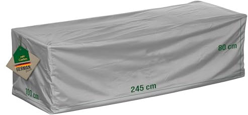 Mehr Garten Premium Protect Loungesofa Schutzhülle 3-4 Sitzer, 245x100x80 cm, hellgrau, atmungsaktives 2-lagiges Polyestergewebe, Gartenmöbel Abdeckung wasserdicht und UV-beständig