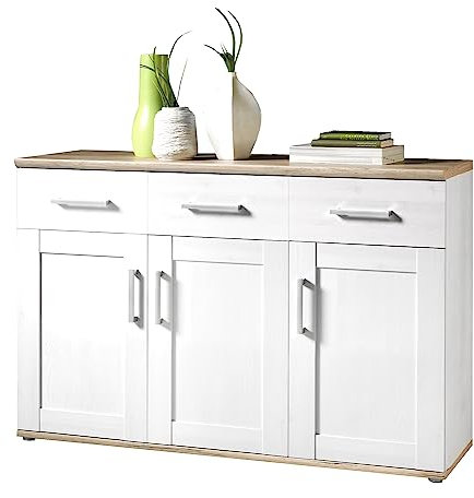 Sideboard Anrichte Mehrzweckschrank | Weiß | Sibiu Lärche | Eiche Sanremo | Türen | Schubladen