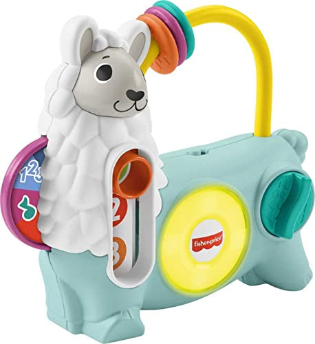 Fisher-Price Linkimals Emma le Lama, version française, jouet électronique pour bébé et tout-petit, jouet lumineux et musical, Jouet Éveil, Dès 9 mois, HNM89