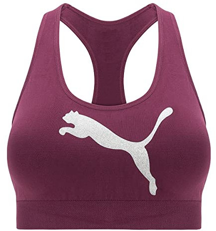 PUMA Damen Glitter Cat Racerback Sport-BH, Dunkles Magenta , Medium