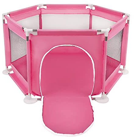 Selonis Sechseckiger Laufstall Laufgitter Für Kinder, Pink