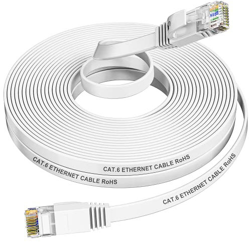 Cat6 Cable Ethernet 10 Metros, Plano Cable de Red 10m, Gigabit RJ45 Alta Velocidad Cable LAN 10 Metros, Núcleo de cobre puro Cable Internet, 250Mhz Banda Ancha Cable Patch para Router Módem Switch