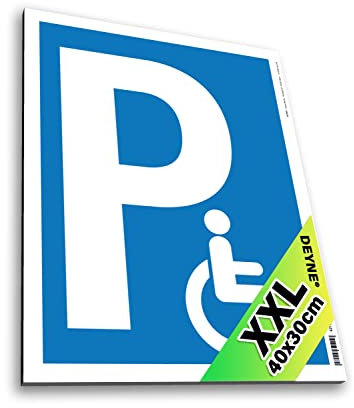 XXL Schild - Behindertenparkplatz - 40 x 30 cm - Extra dicke 5mm Hartschaum-Platte - UV beständig - Outdoor geeignet