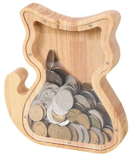 Spardose,Spardose Kinder,Sparschwein,Holz Spardose,Niedliches Spardose in Form von Kätzchen für Geburtstag Geschenk, Heimdekoration, Keepsake