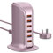 Qurzou 50W USB Charging Station,Multi 6-Port USB Tower Charger Plug for iPhone 15/14/14 Pro/14 Pro Max, Android, Samsung(Rose Gold 50W)