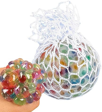 1/2 STÜCK Anti Stress Bälle, Squeeze Ball Regenbogen Knetball Quetschball Stressbälle im Netz für Kinder und Erwachsene Büro oder Kindergeburtstag, für Angst, OCD Angst abbauen und Beruhigung