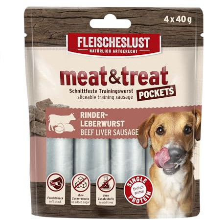 Fleischeslust Meat & Treat Pockets Saucisse de Foie de bœuf (4 x 40 g)