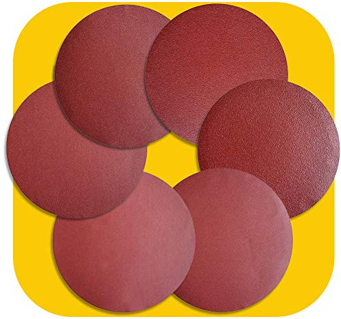 18 PCS 250mm NO-Hole PSA Aluminum Oxide Sanding Disc, Self Stick(3 Each of 80 100 120 180 240 400 Grit)