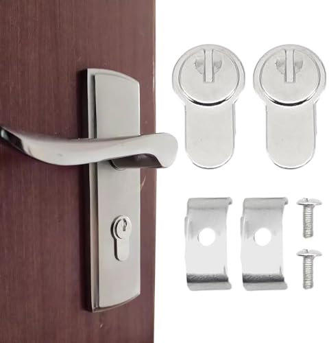 2pairs Lock Draught Excluder Keyhole Cover Zinc Alloy Push Fit Cap, Keep Draught and Cold Out, Easy to Install(silver)