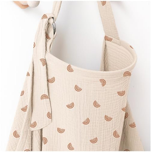MairMore Muslin Nursing Covers for Breastfeeding, Privacy Breast Feeding Cover with Arch Neckline for Mom and Baby, Breathable 100% Cotton Nursing Apron Multi-use Stroller Cover