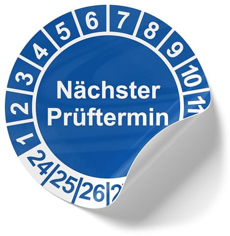 Prüfplakette verschiedenen Prüfungen UVV, DGUV, VDE, Vinylfolie, Elektro Prüfaufkleber, Prüfetikett, 7 Farben - 4 Größen