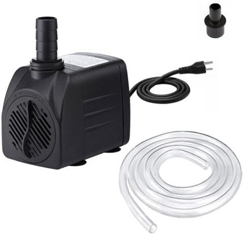 Bomba de agua muy silenciosa, bomba sumergible, 160 GPH (600 L/h, 10 W), para estanques, peces, tortugas, animales acuáticos, acuarios, peces, estatuas, jardines de rocas, artesanías, fuentes de mesa,