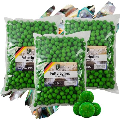Zite Fishing Futter-Boilies Karpfen-Angeln 18mm - Verschiedene Aromen - 3x3kg Angel-Futter zum Anfüttern - Tutti Frutti bis Muschel (Muschel)