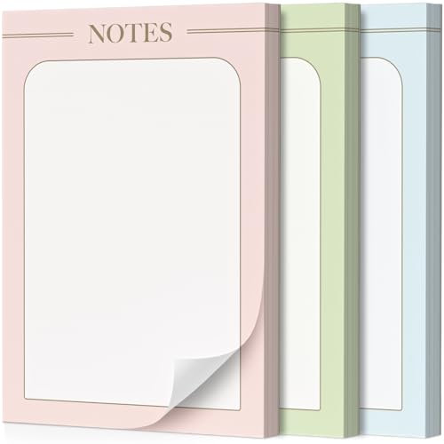 Fantastino A5 Notizblock Blanko - 3er Set, Edle kleine Schreibblöcke im Pastell-Design. 198 Blatt (66 pro Block) 100 g/m² Premium-Papier. Kleine Notizzettel abreißbar