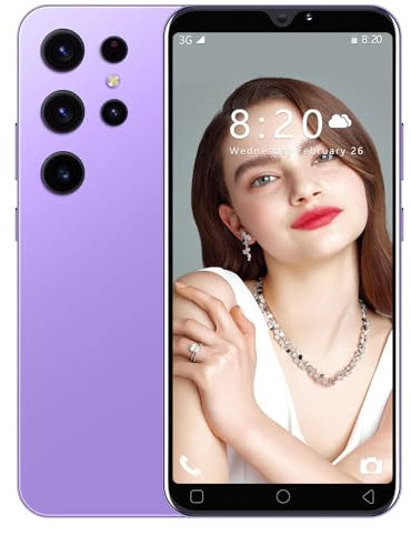 JoyHandy-J24Ultra Cheap Smartphone, 5.0'' Dual SIM Dual Camera, 16GB ROM 128GB Extension, Android 9.0, Face ID/WiFi/GPS 3G Mobile Phones (Purple)
