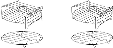 Wlauqueta 4-teiliges Zubehör für Luftfritteuse, multifunktional, doppelschichtige Halterung mit Spieß für XL Power Airfryer