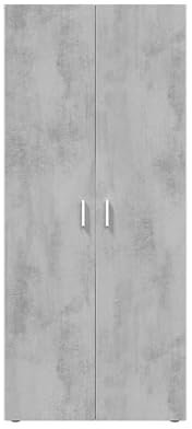 möbelando Mehrzweckschrank >Tidy< in Weiß/Beton Grau - 80x182x37 (BxHxT)