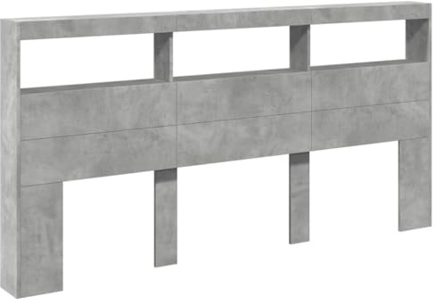 vidaXL LED-Kopfteil mit Ablagen Betongrau 200x17x102 cm